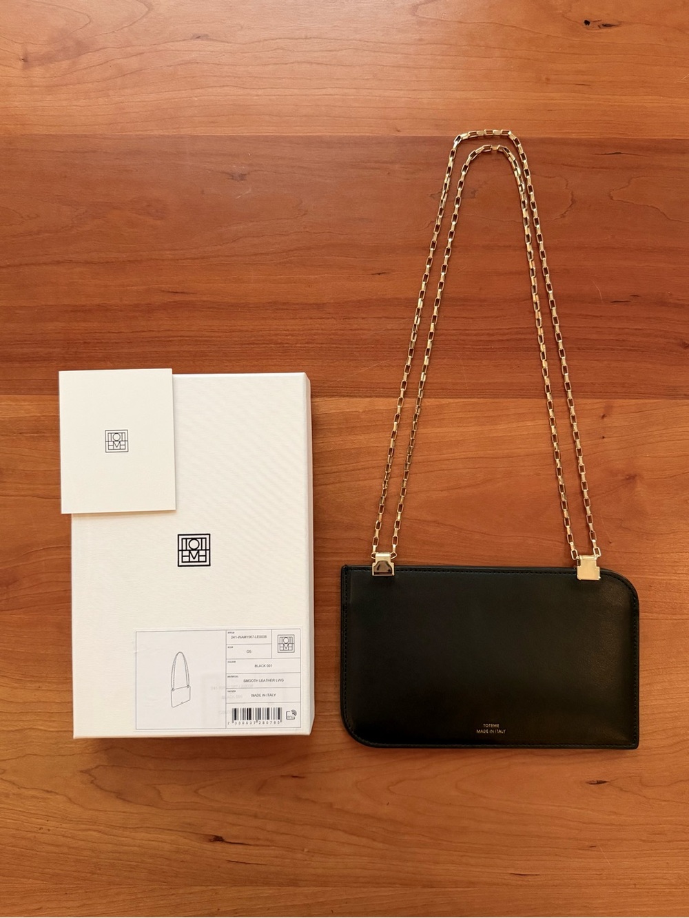 Toteme Black Leather Chain Pouch